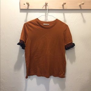 Zara Ruffled Sleeve T-shirt